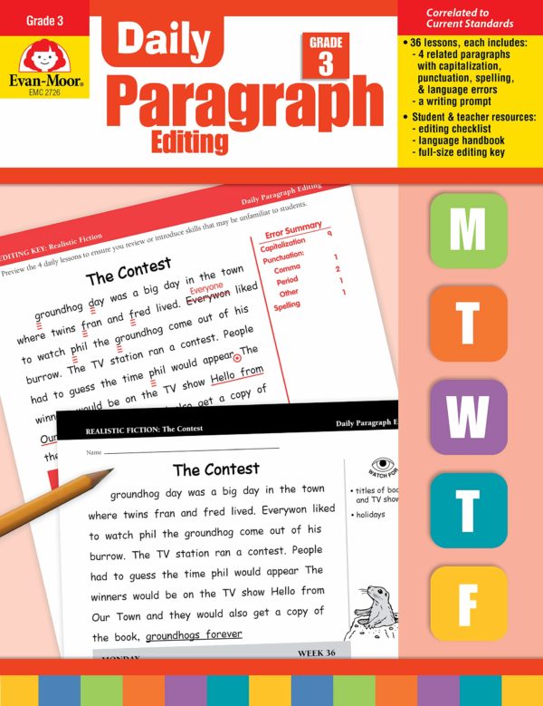 [Sách] Evan-Moor Daily Paragraph Editing Grade 3 - Sách giấy gáy xoắn