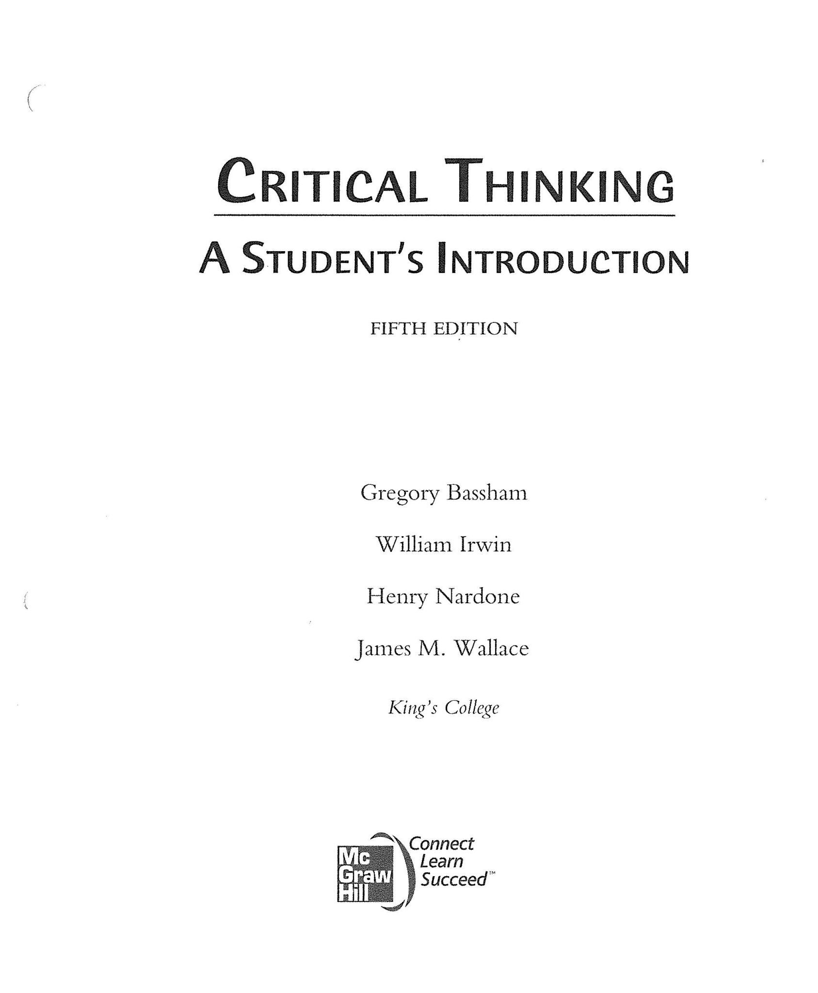 critical thinking bassham 5th edition pdf