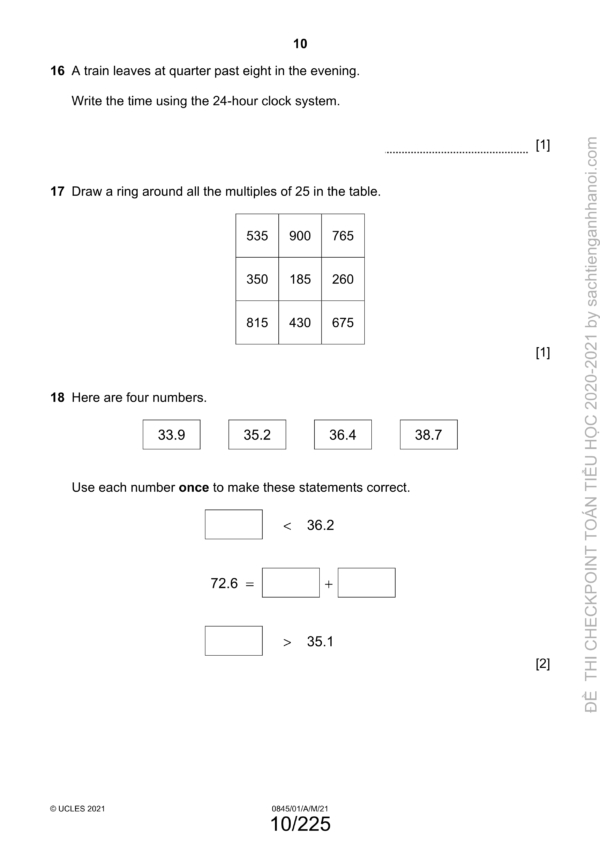 [Sách] Cambridge Primary Checkpoint MATHEMATICS (0845) Đề thi và Đáp án ...