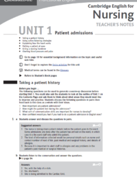 [Sách] Cambridge English for Nursing Intermediate Plus TEACHER'S NOTES (2008 version) – Sách giấy gáy xoắn